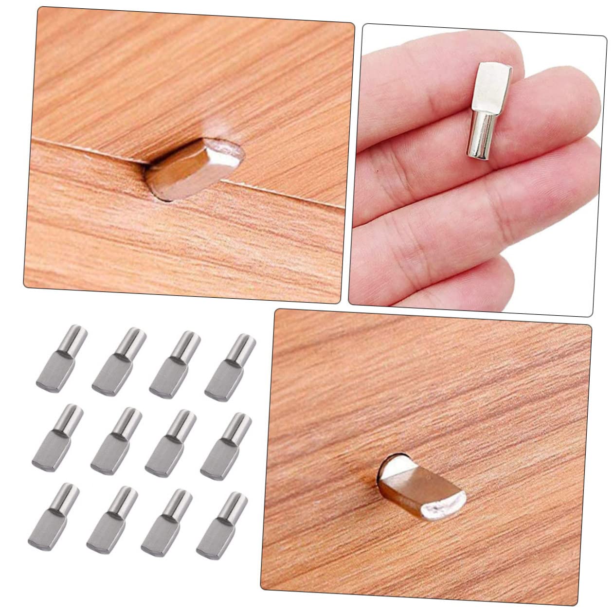 Mikikit 150Pcs Shelf Pegs Support Pins for Cabinet and Furniture Shelves Durable Silver Cabinet Board Bracket for Bookcases and Home Organization