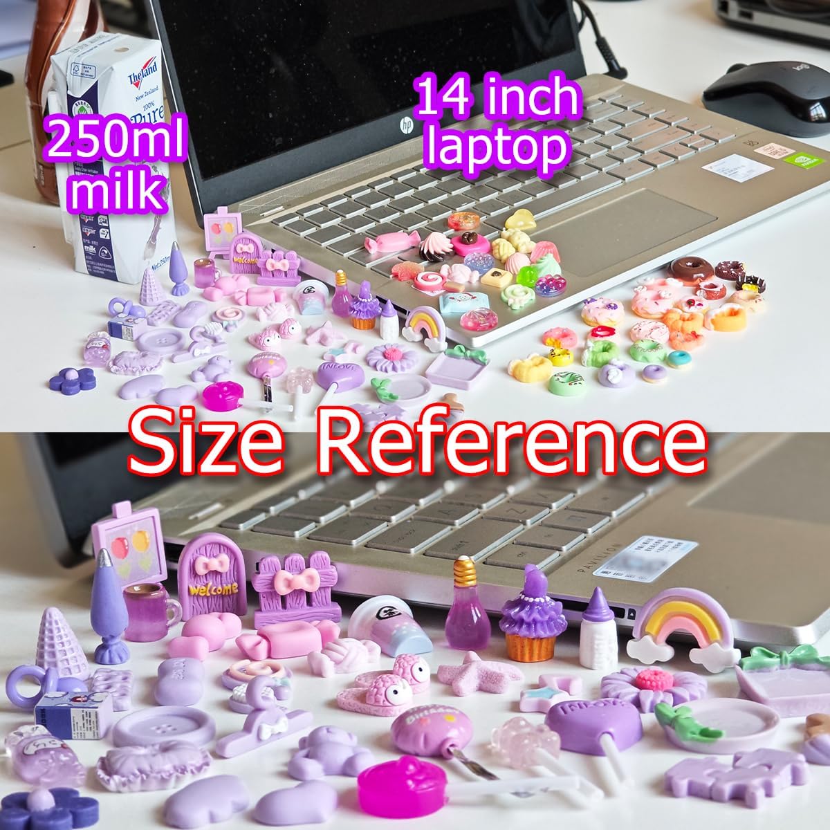 Ulalaza 50pcs Slime Charms Mixed Set Resin Flatback Making Supplies for DIY Craft Making and Ornament Scrapbooking Beads Assorted Candy Fruit Cake Ornament image 4
