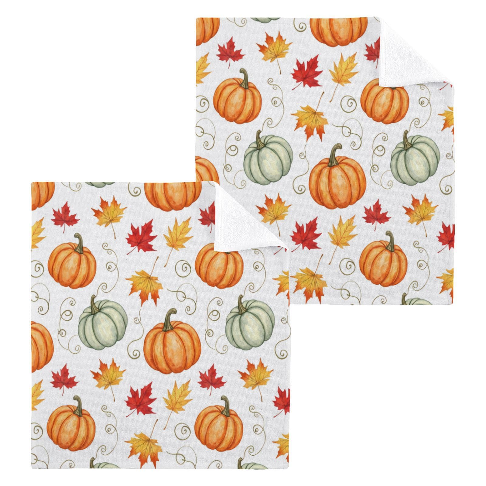 BOESI Multicolor Pumpkin 12x12in Cotton Washcloth,Soft Absorbent Face Towel