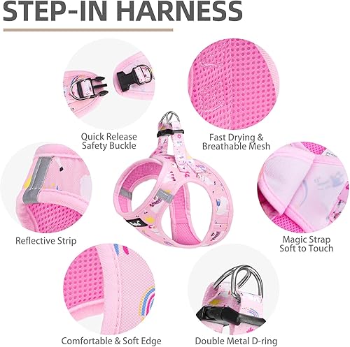 Miniatura 2 de PUPTECK Arnés de malla suave para perro y correa para cachorro, juego de collar para perros pequeños y medianos y gatos, chaleco reflectante