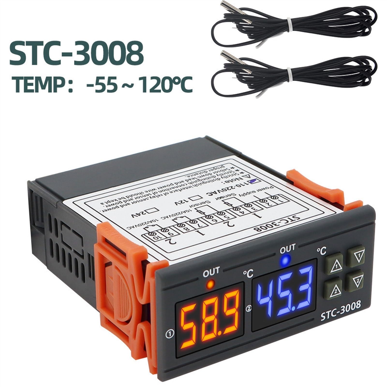 Cyfrowy higrometr STC-1000 STC-3028 STC-3008, regulator wilgotności, termometr, czujnik ogrzewania, chłodnica 24V/220V (STC-1000 DC24V)