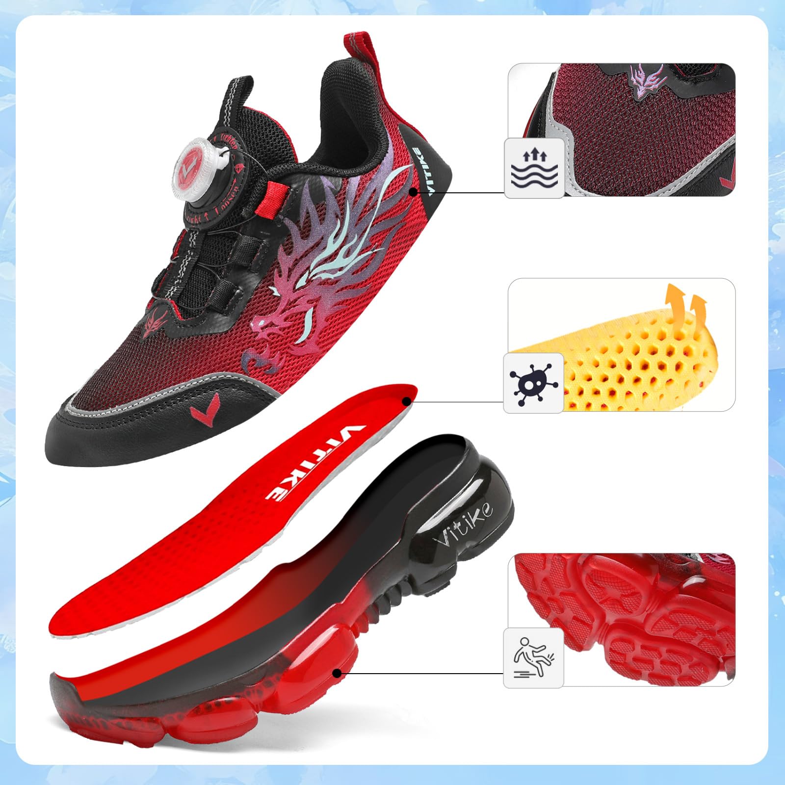 Unisex Kinder Sneaker Jungen Turnschuhe Mädchen Sportschuhe | Kinderschuhe mit Drehverschluss, Atmungsaktiv, Leicht, Dämpfend, Outdoor, Schule, Laufschuhe, Hallenschuhe