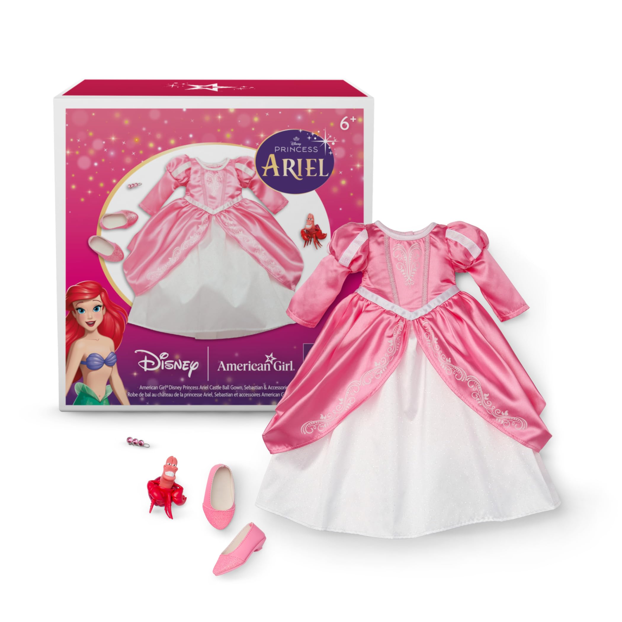 American Girl, Disney Prinzessin Arielle Schloss Ballkleid Sebastian Figur & Zubehör 45,7 cm Puppenkleidung ab 6 Jahren