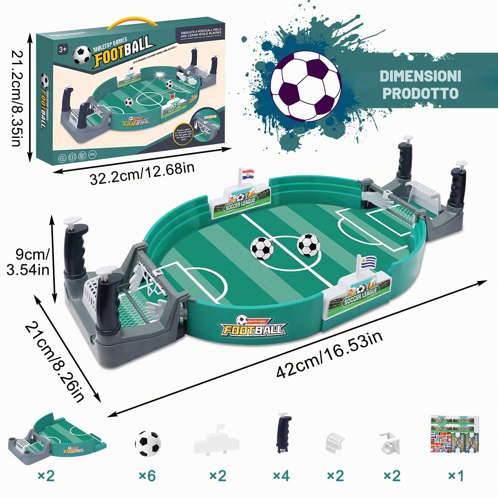 Calcio Balilla Bambini con 6 Palline Mini Biliardino Interattivo per Bambini, Adulti, Feste di Famiglia