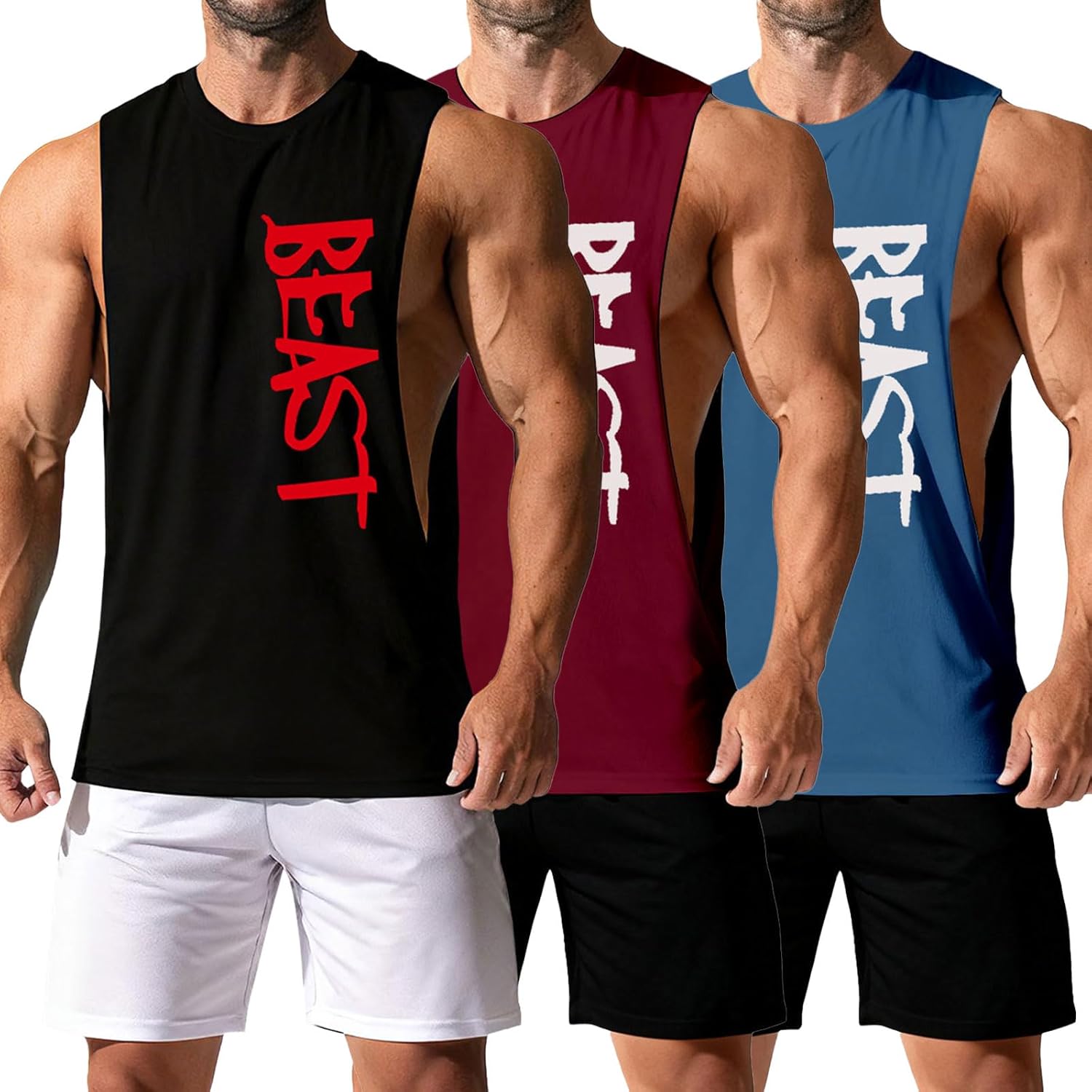 Men's Workout Tank Tops Gym Cut Off Muscle Tee Fitness Bodybuilding Sleeveless T-Shirt