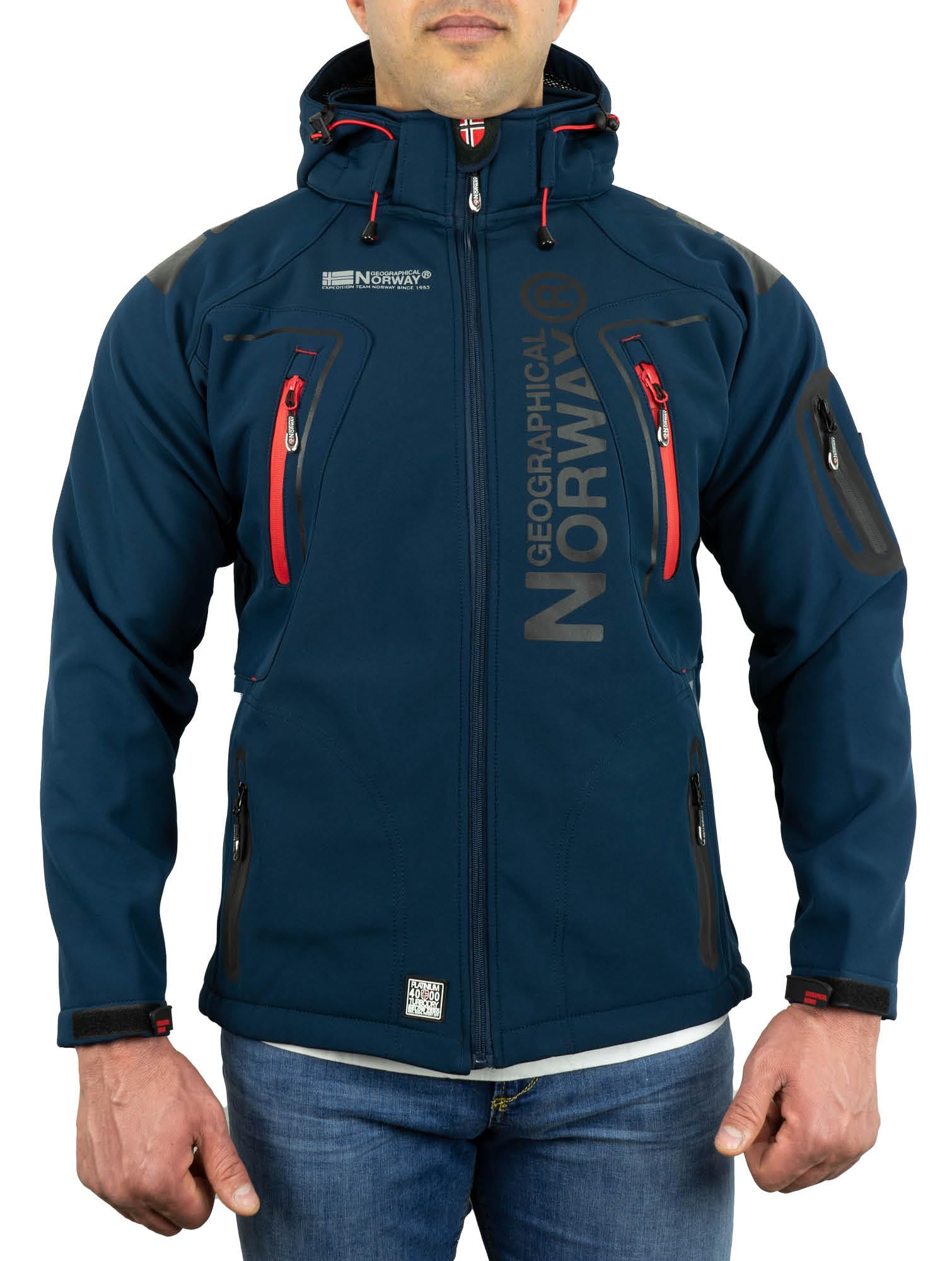 Geographical Norway Herren Softshelljacke Wasserbeständige Winddichte Atmungsaktive Übergangsjacke mit Kapuze Brandiing- Production