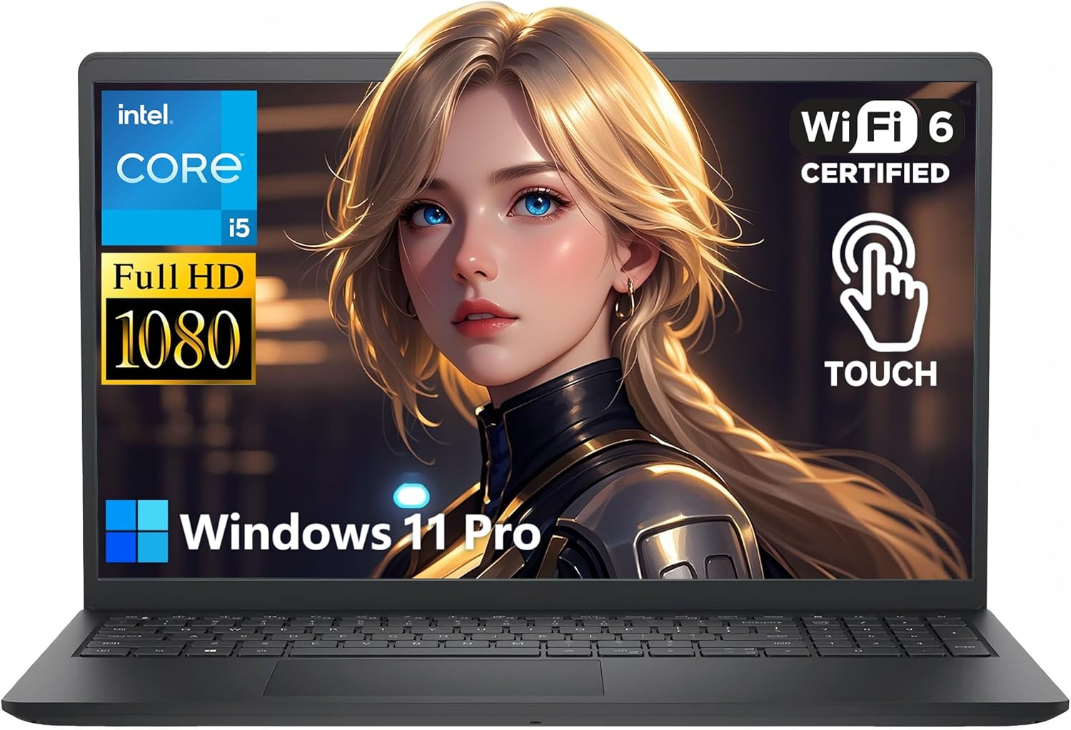 Dell 15.6" Touchscreen Laptop, Intel 10-Core i5-1334U(Beat Ryzen 7 7730U), 16GB RAM 1TB SSD, Win 11 Pro WiFi6 Long Battery Life, Laptops-Computer for Gaming Business Carbon Black