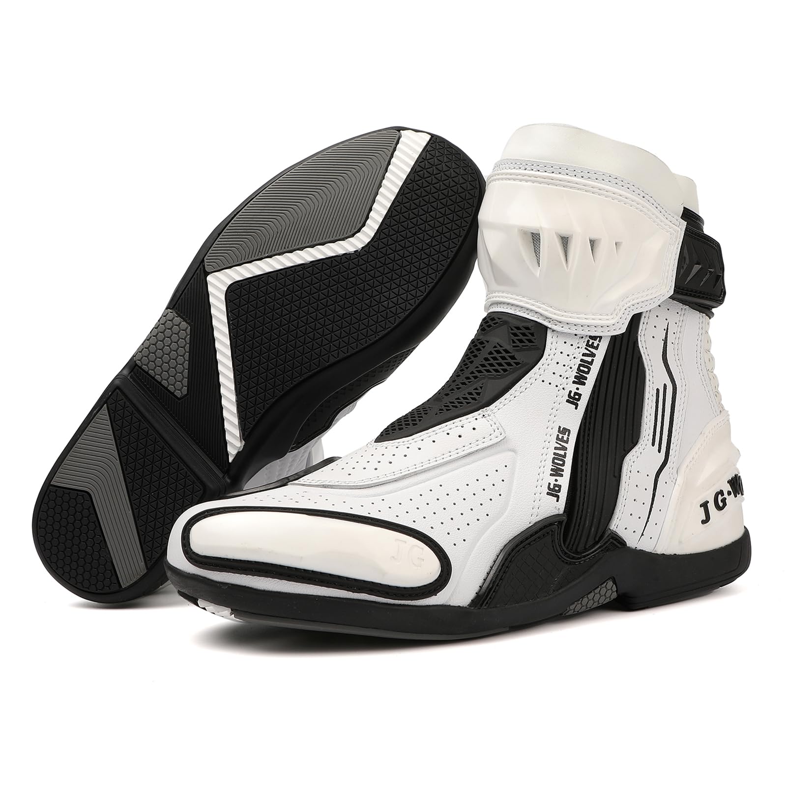 Bottes de Moto pour Hommes et Femmes, Chaussures de Moto en Cuir Aérées, Baskets de Moto, Bottes de Moto avec Maintien de La Cheville, Semelle Antidérapante