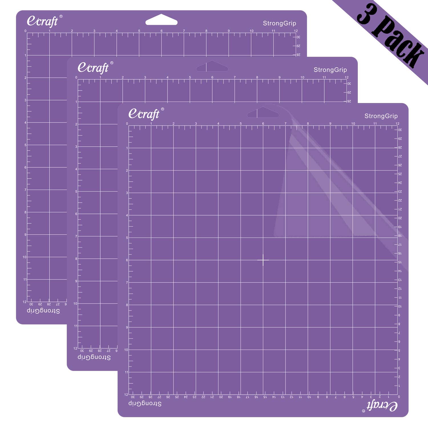Ecraft - Set 3 Tappetini Da Taglio Per Cricut Explore/Air/Maker - StrongGrip, StandardGrip, LightGrip, 305x610 Mm