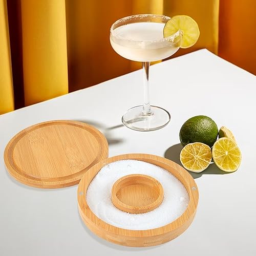 Miniatura 5 de Margarita - Rimmer de sal con tapa, plato de sal de margarita, sales y azúcares de bambú para cóctel, caja de sal de madera con tapa giratoria para