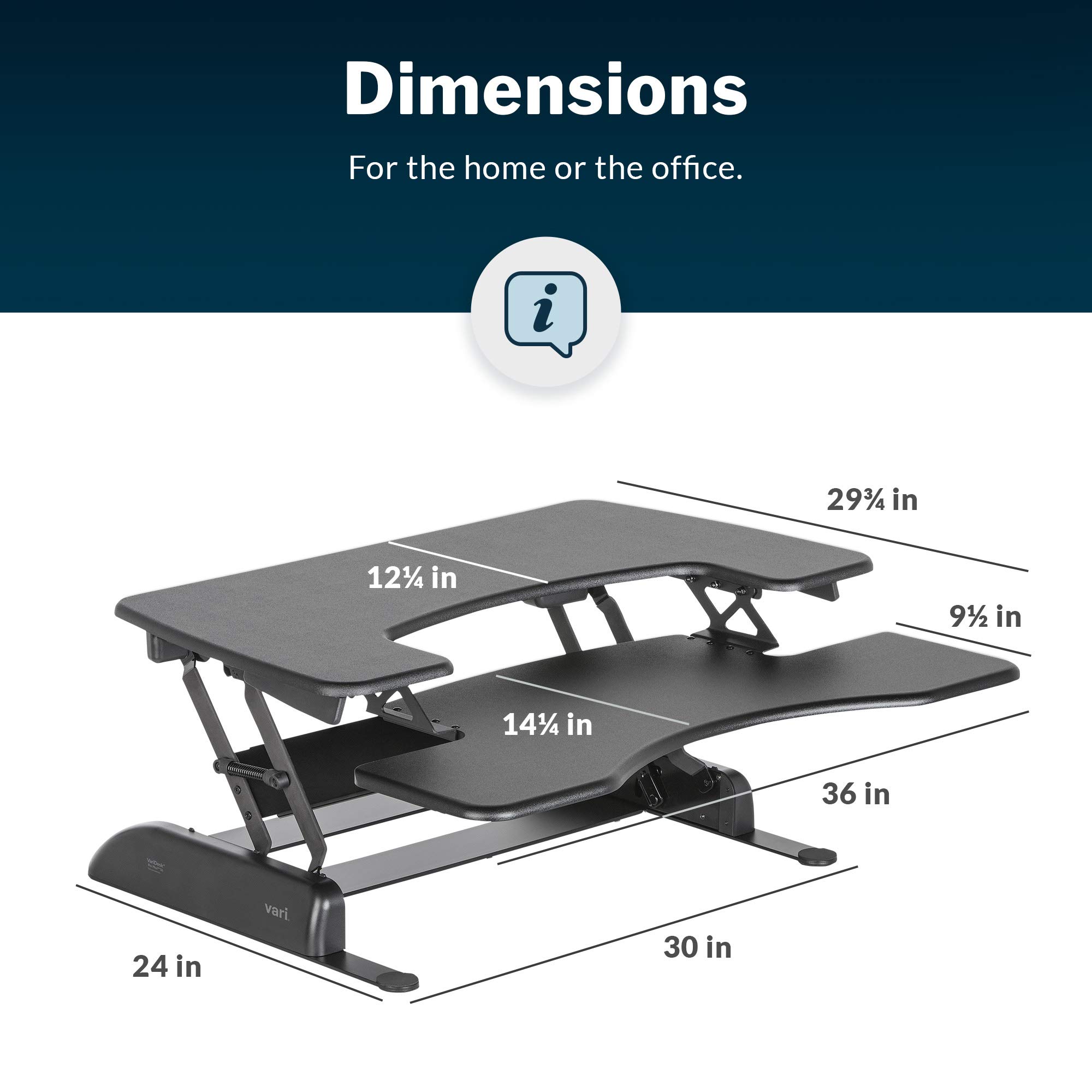 VariDesk Pro Plus 36 by Vari Dual Monitor Standing Desk Converter