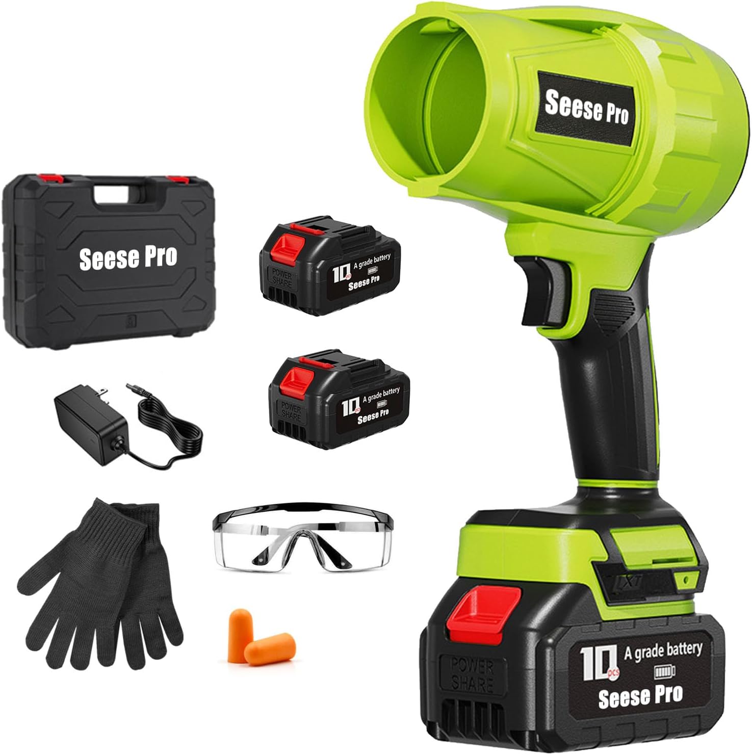 Cordless Turbo Jet Blower, 1200 CFM 200 MPH Handheld Electric Leaf Blower, Ultra Lightweight 1000g, with Battery & Carrying Case, for Car Drying, Lawn & Snow Removal (2PCS)