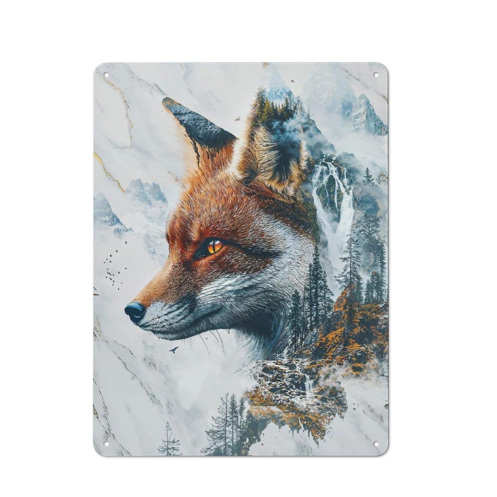 Junmoney The Foxs Mystic Domain Vintage Metal Wall Sign 40X30cm For Garage Or Workshop, For Metal Sign Collectors, For Garage And Workshop Walls