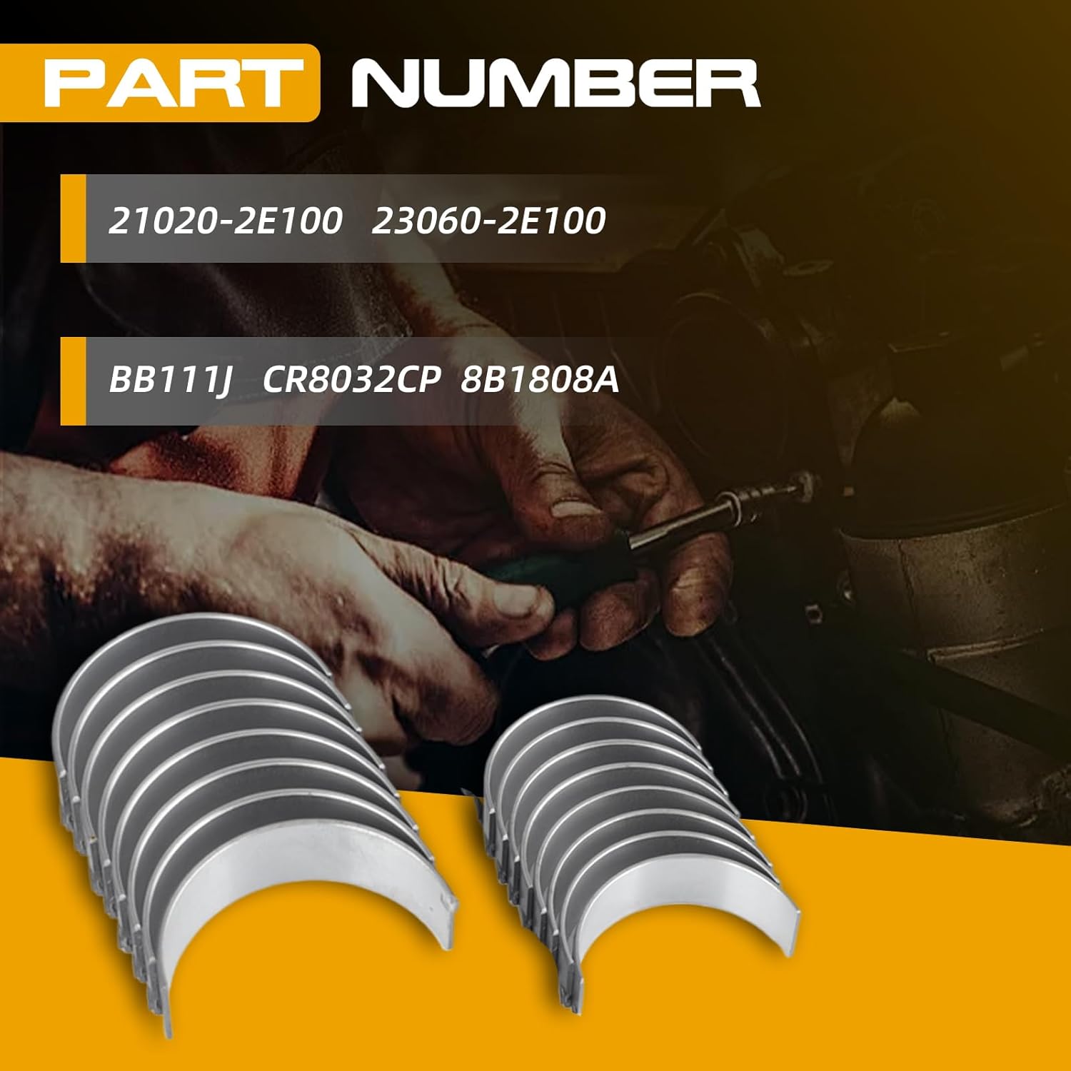 16 Pcs 8-4960P Rod Bearing Kit Fit for Dodge Challenger Charger Durango Magnum RAM 1500 2500 3500 for Chrysler 300 Aspen for Jeep Commander Grand Cherokee Replace RB1160 BB111J CR8032CP 8B1808A