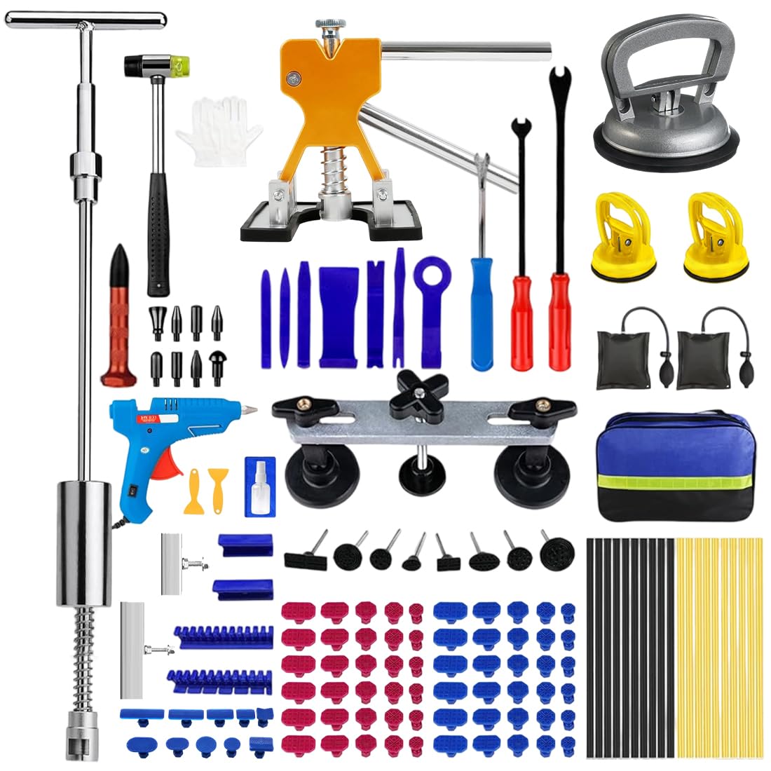 HiNADA 139Pcs Auto Dellen Reparaturset, Auto Reparatur Ausbeulwerkzeug Lackfreies Dent Reparatur Puller Kit PDR Werkzeugset für Hagelschaden, Karosserie & Beulenentfernung