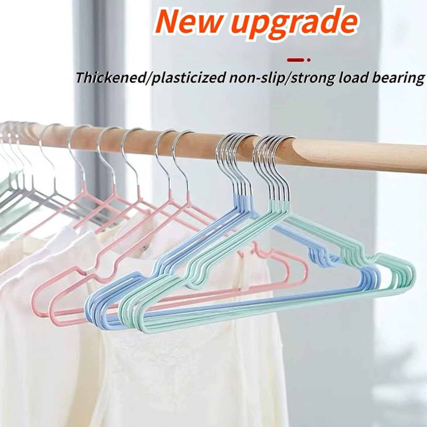 Kids Coat for Closet 10pcs Metal Clothes Hanger Dormitory Household Drying Rack with Grooves,Non-Slip Dipped Plastic Closet Hangers Dorm