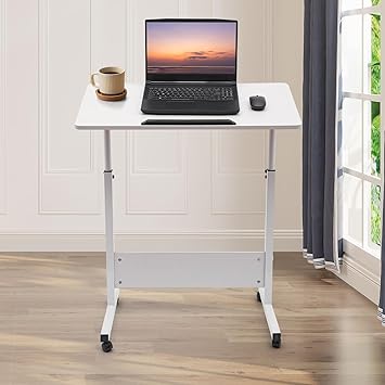 Adjustable Height Standing Desk, Stand Up Desk with 360 Flip, Wheels for Small Spaces and Home Offices Classrooms, WhiteAdjustable Height 32-47 in