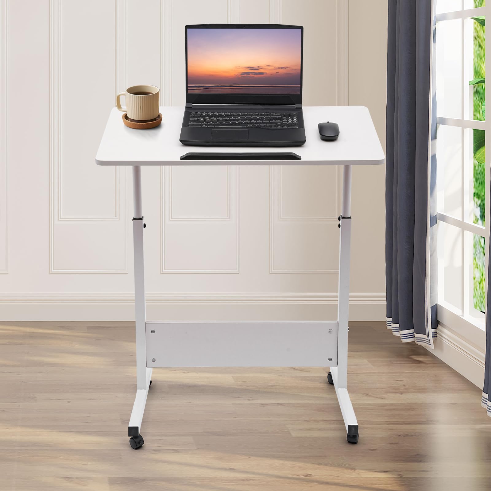 Rolling Computer Stand with Adjtable Height Laptop Desk Computer Home Office Desk Adjtable Height Standing Desk Small Rolling — view 2