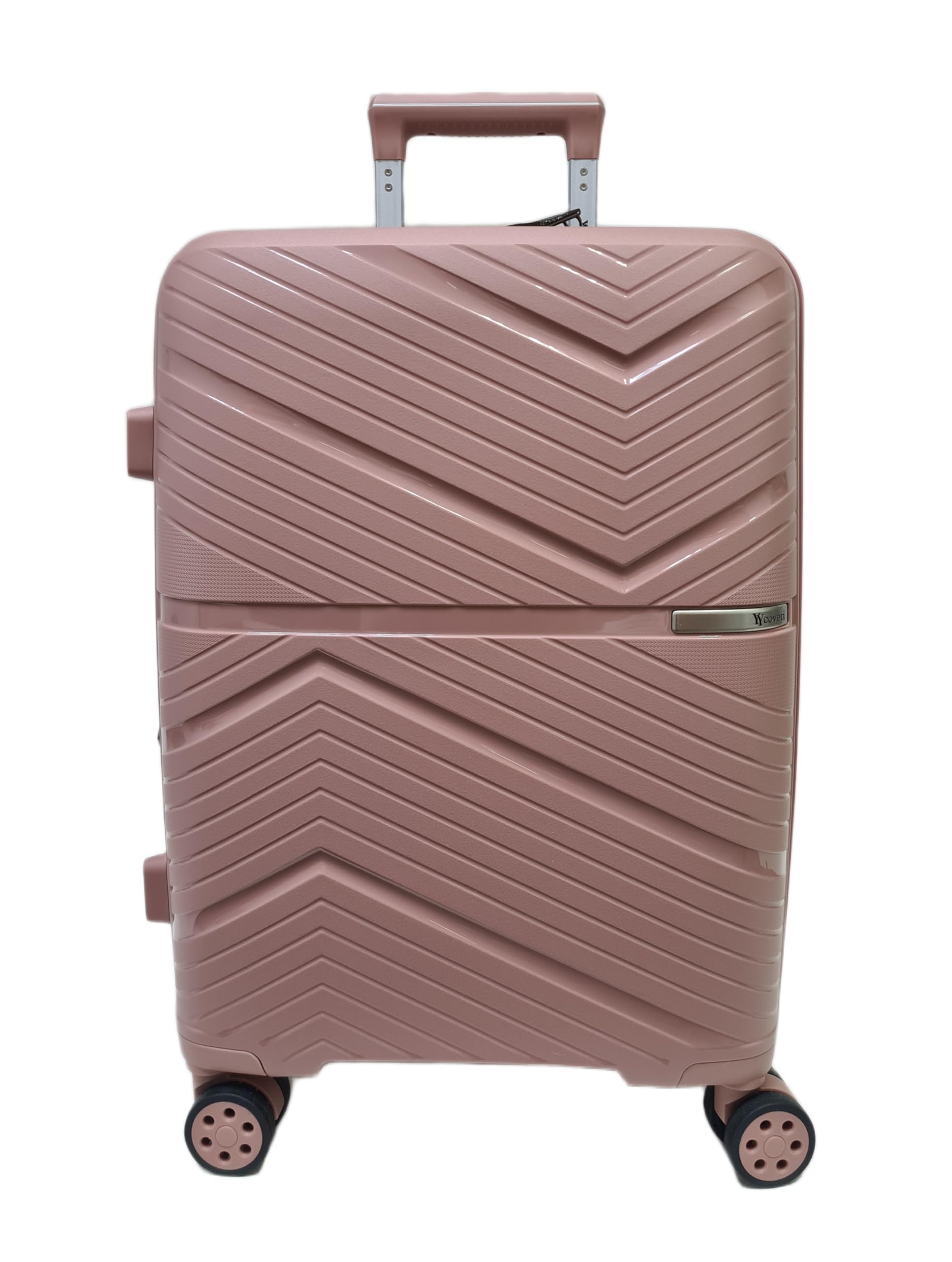 COVERI COLLECTION Trolley Rigido Bagaglio a Mano Espandibile 55x40x20 cm, 4 Rotelle Girevoli 360°, Approvato Compagnie Aeree Low Cost, Scocca ABS Resistente, 27L, Rosa
