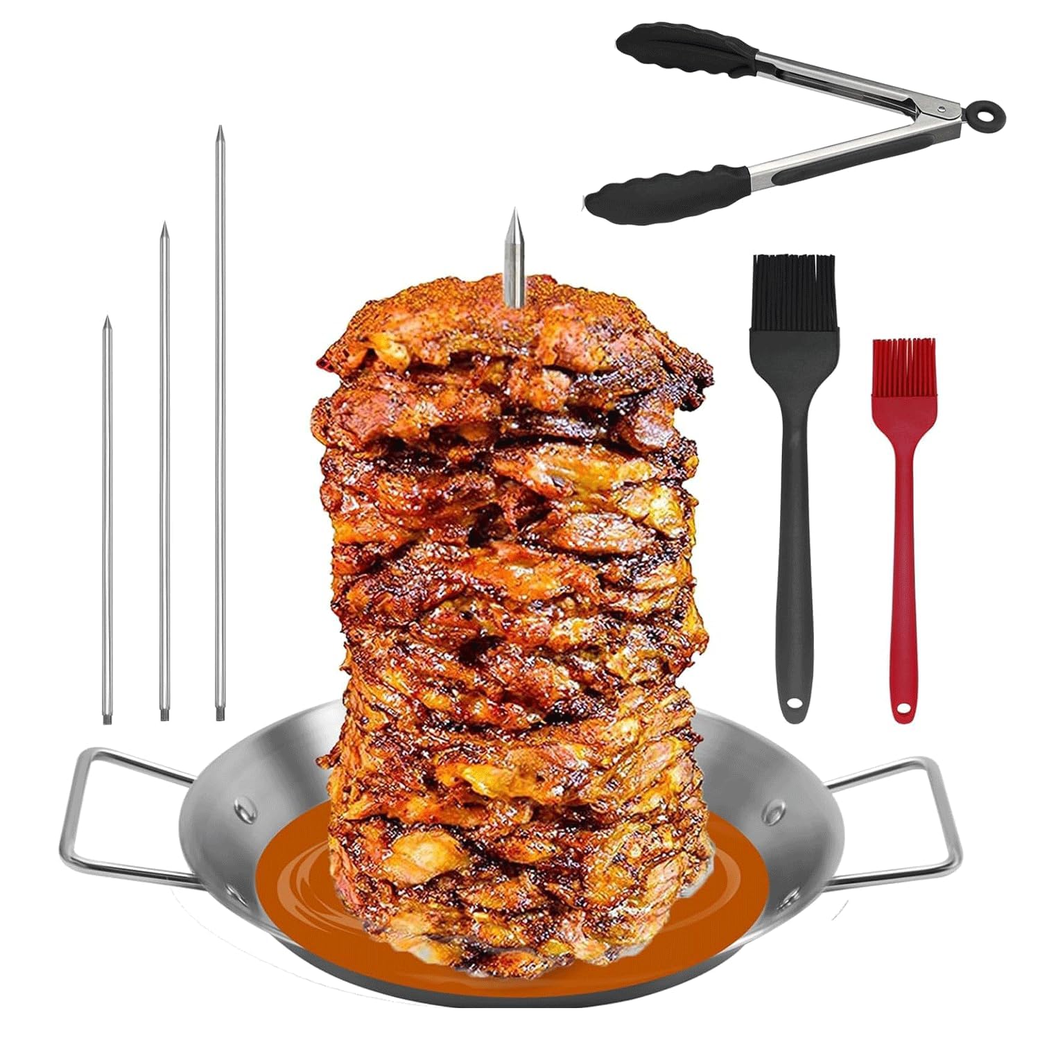 Stainless Steel Vertical Grill Skewer Stand, Removable Skewers 8/10/12 Inch