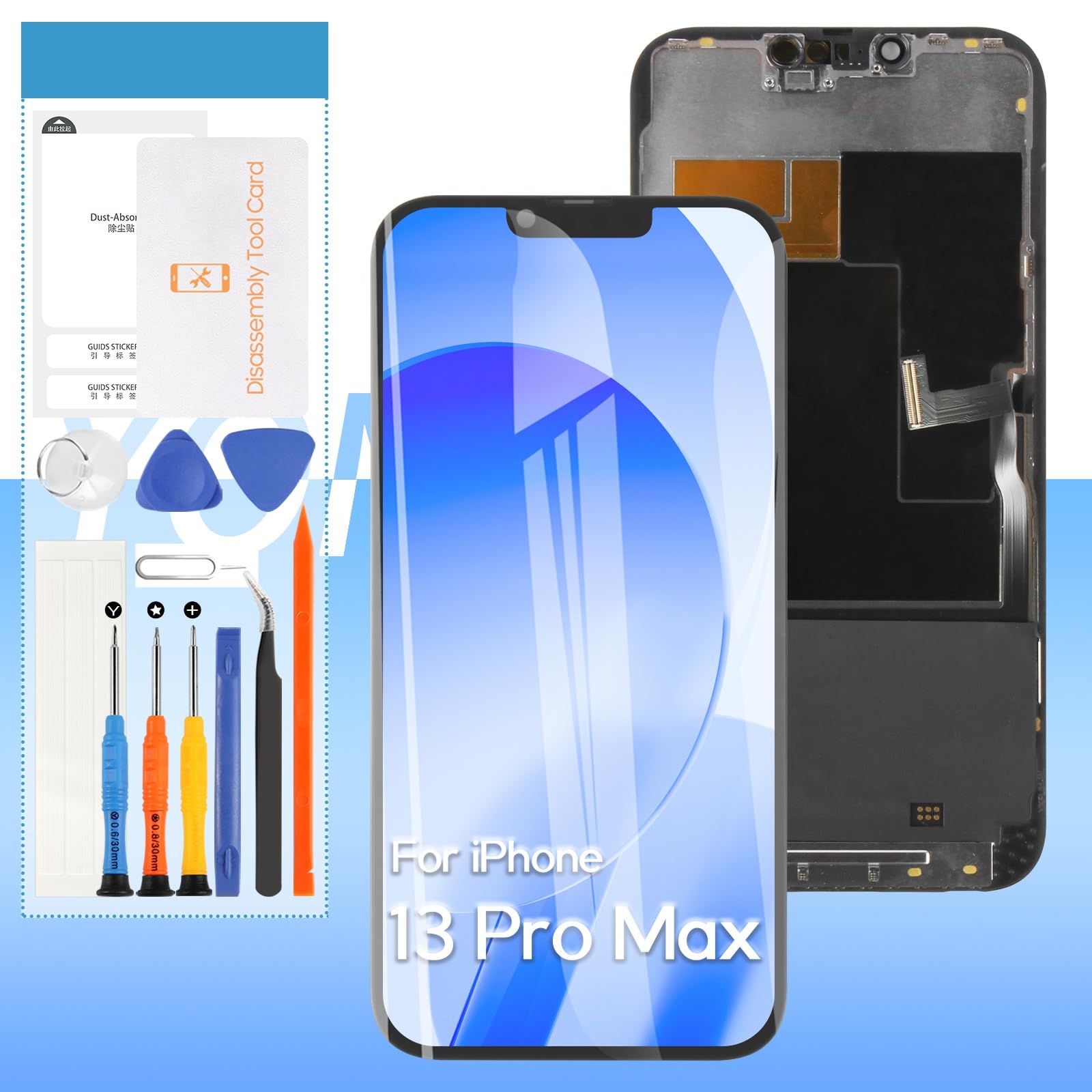 液晶パネル 修理用 For iPhone 13 Pro max TFT 画面交換 タッチパネルセット 6.7インチ 液晶パネル ガラス スクリーン修理パーツ デジタイザ 修理工具セット付き+保護フィルム+防水シール付き