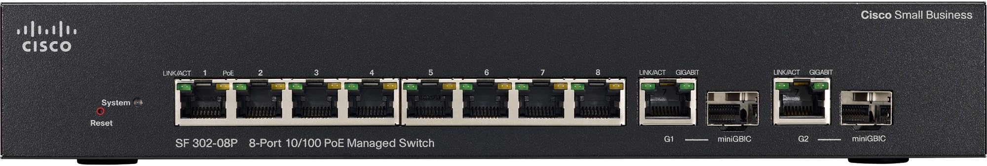 Cisco SRW208P-K9-NA SF 302-08P 8-port 10/100 PoE