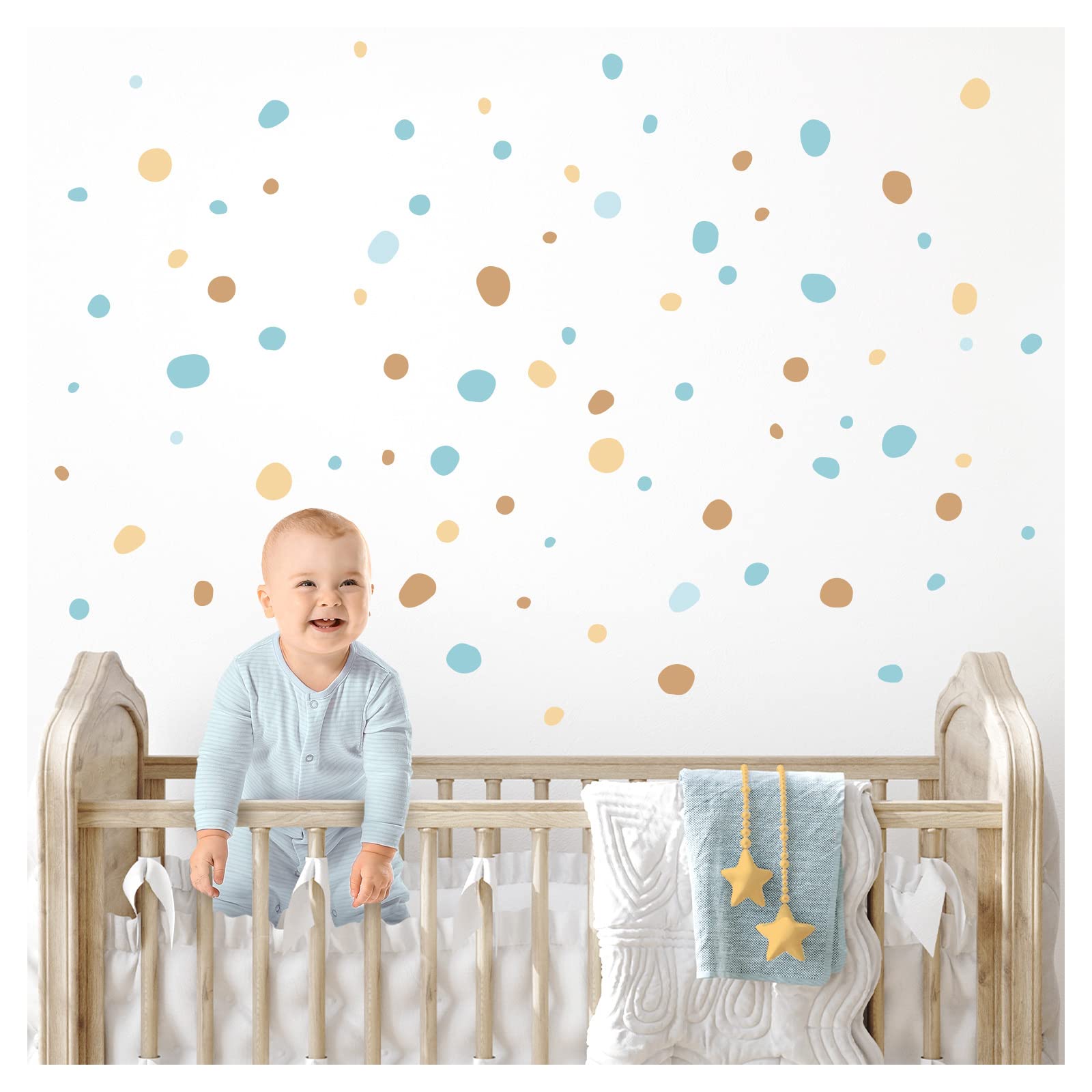 Little Deco Wandtattoo Pastell Tupfen für Kinderzimmer 92 Stück Wandsticker Babyzimmer Klebepunkte Kreise in Mint Hellblau Gelb Set Dots Wandaufkleber DL925-18
