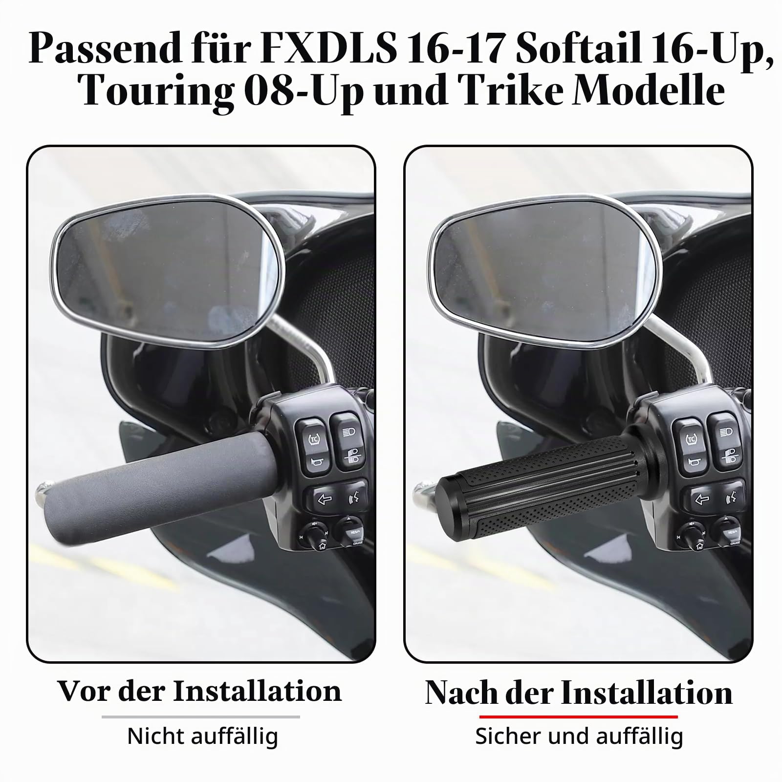2,5 cm elektronische Drosselklappen-Defiance-Lenkergriffe, 25 mm, passend für Harley Touring Street Glide Road King Road Glide Electra Glide