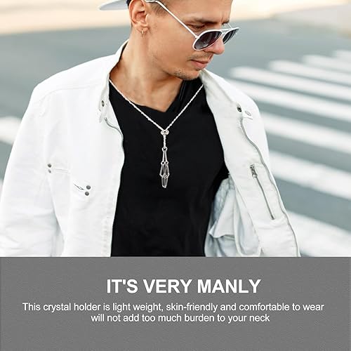 Miniatura 9 de GALPADA Soporte de cristal Collares Soporte de collar de piedra Jaula de acero inoxidable para la fabricación de joyas de bricolaje, Cuero falso, No