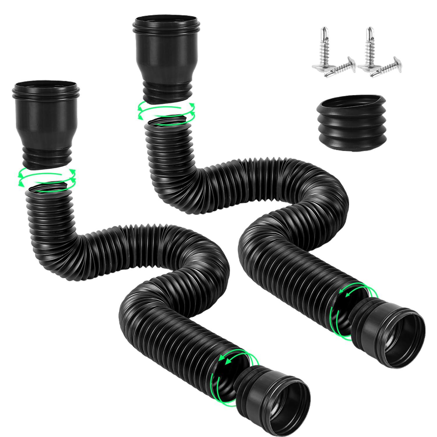 Kit Prolunga Per Scarico Grondaia Con Tubo Flessibile Estendibile – Sistema Di Drenaggio In PVC Per Tetti E Giardini, Antintasamento