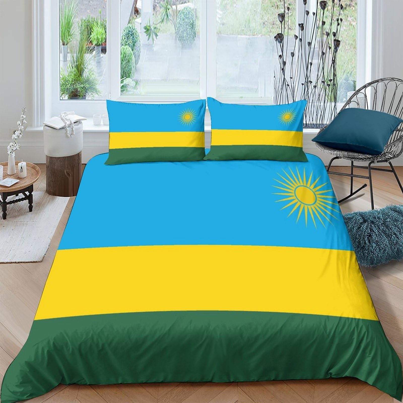 Housse de couette imprimé 3D Rwanda respirante pour un sommeil frais et sans transpiration