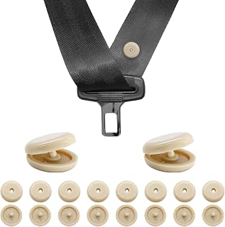 10 Sets Seat Belt Button Stop, Snap-on Safety Belt Stopper Kit Prevent Buckle from Sliding Down, Plastic Seatbelt Stopper Button Interior Accessories for Cars Trucks SUVs (Beige)