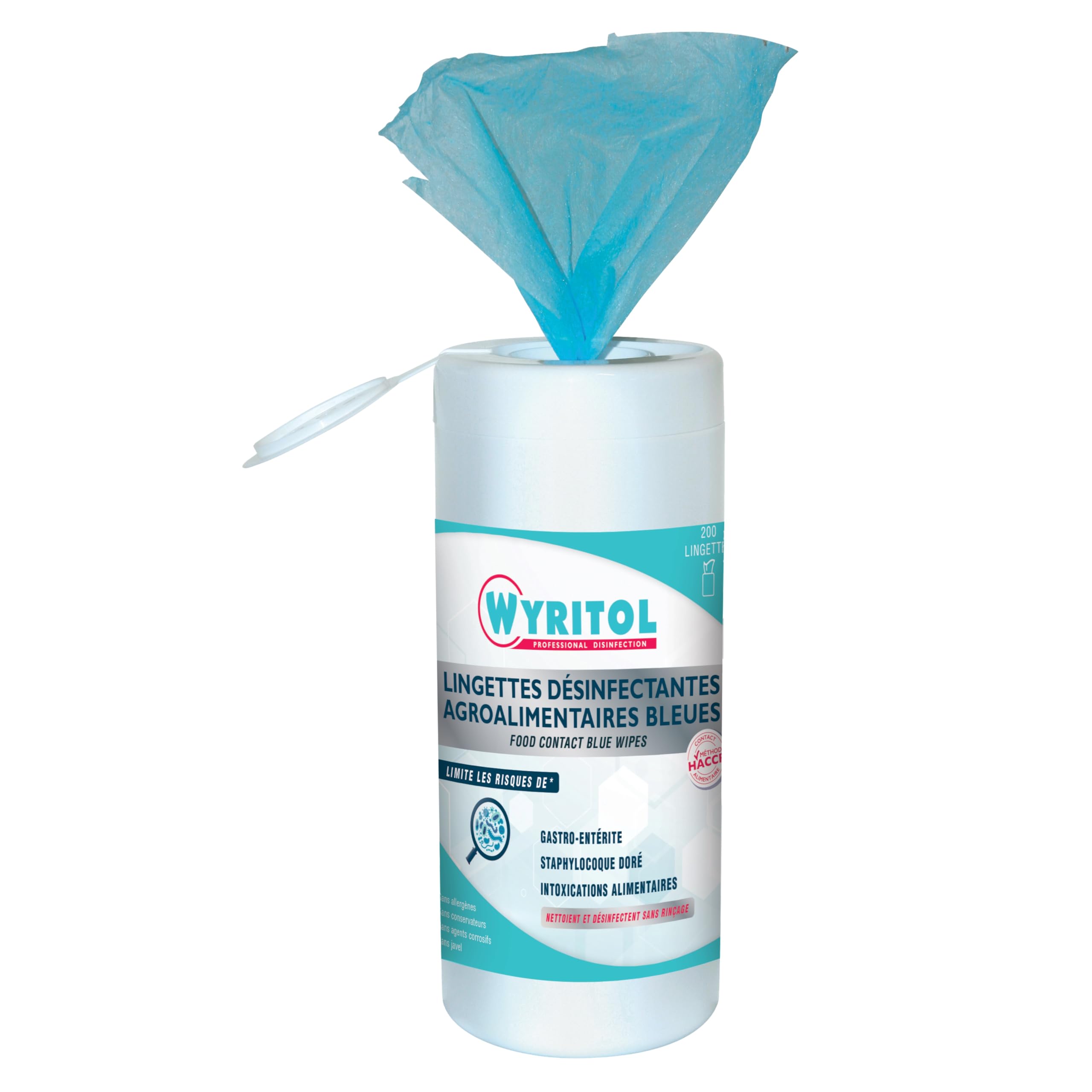 Wyritol - Lingettes Désinfectantes Bleues Milieu Alimentaire x 200