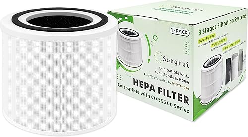 Cartucho de repuesto compatible con purificadores de aire LEVOIT Core 300 300S 300-P 300-RF, carburador activado de alta eficiencia 3 en 1 (1 unidad)