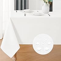 Vista 21 de Mantel rectangular impermeable de 52 x 70 pulgadas, de lino texturizado, lavable, resistente a las manchas y a las arrugas, mantel decorativo
