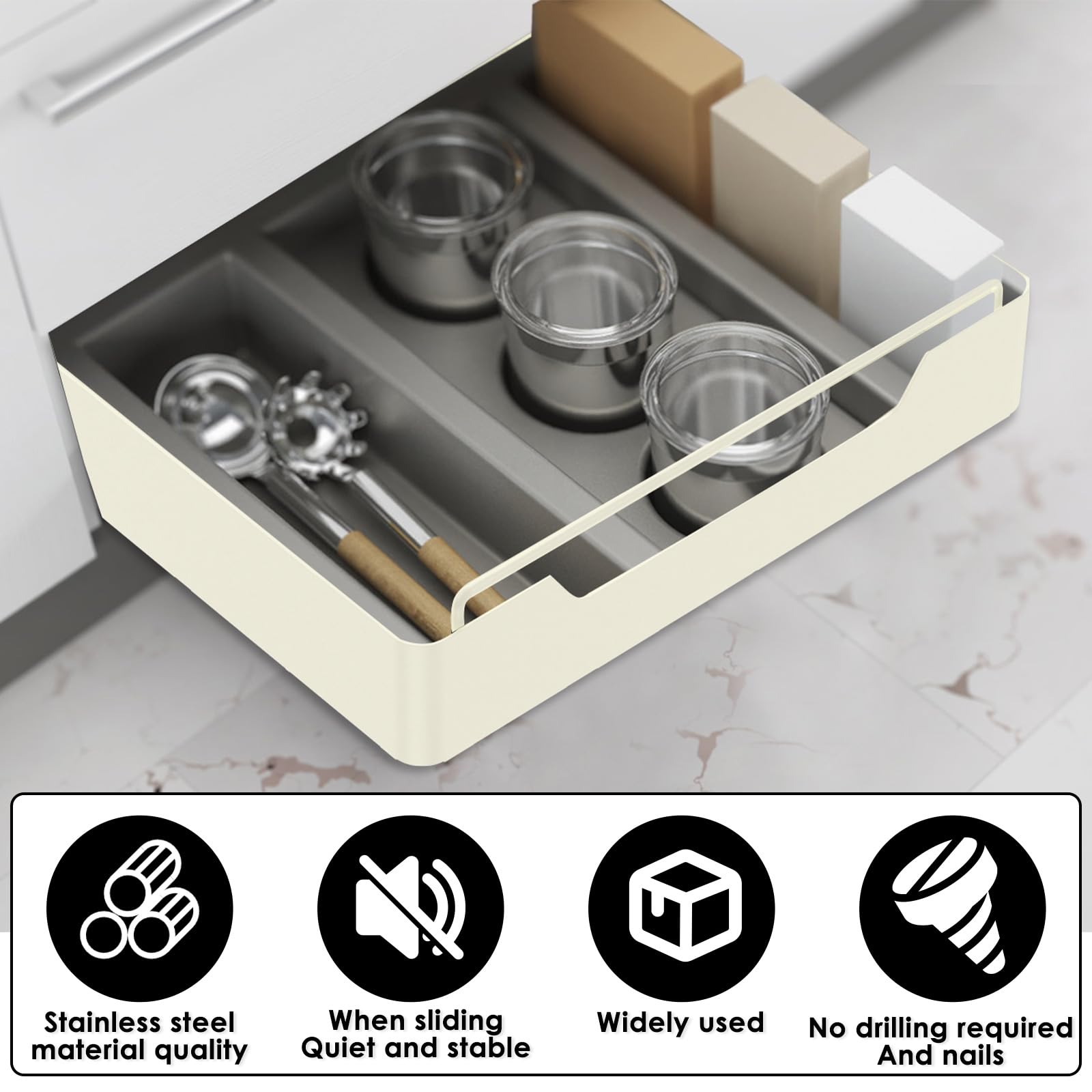 Keukenkast lade organizer uittrekbare lade voor badkamer en