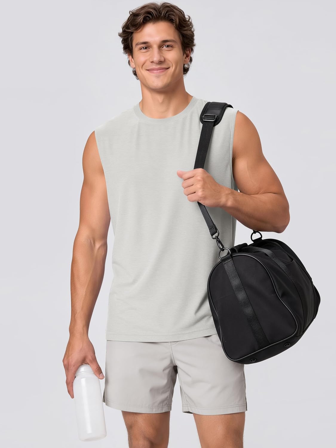 ASLAB CREW Men's Everyday Comfort Muscle Tee, Ultra-Soft Tank Tops Moisture Wicking UPF 50+ Workout Sleeveless Shirts