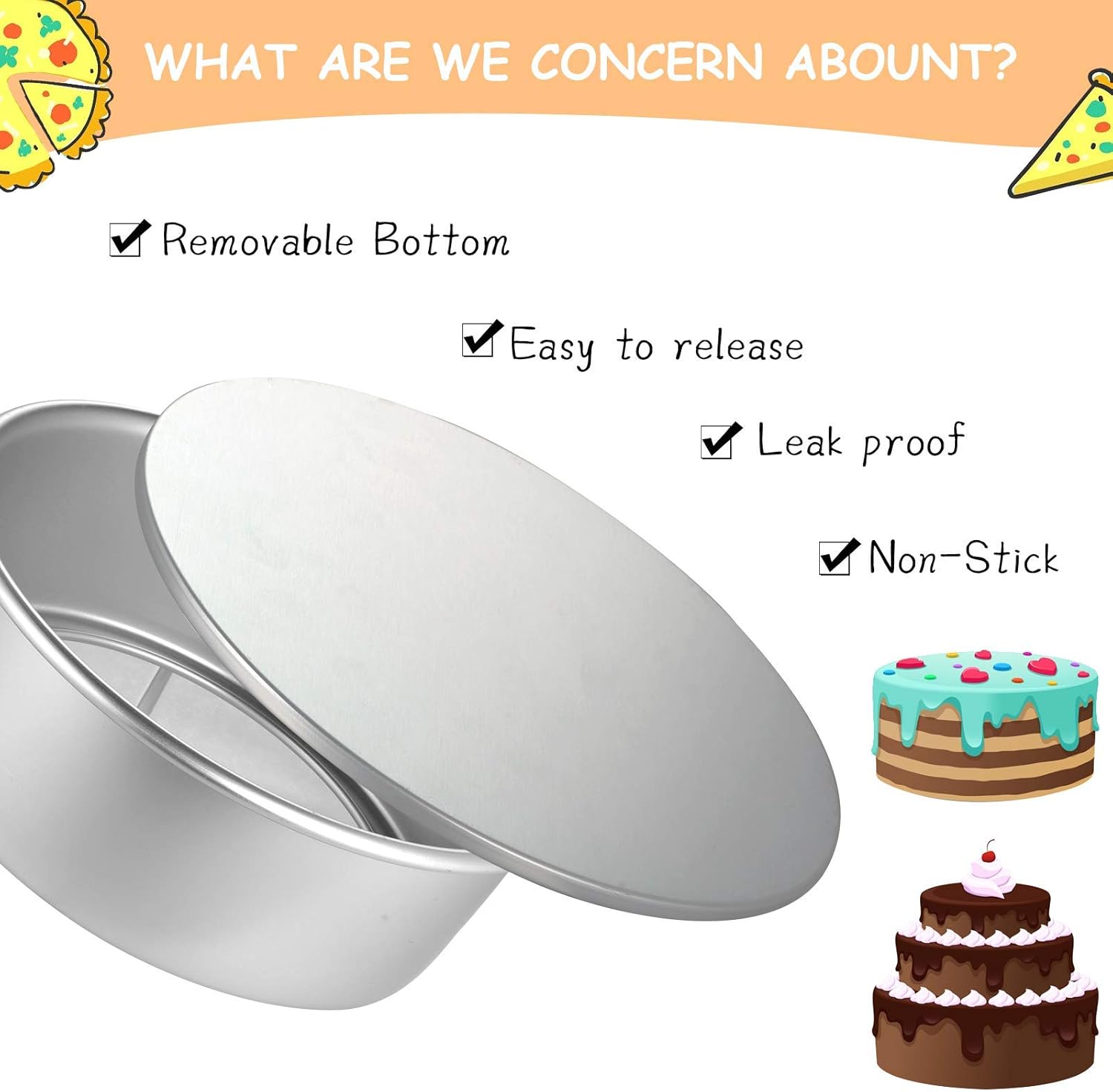 Buy 9 Pieces Cake Pan Set Including 6 Pieces Aluminum Baking Cake Pans Round Cake Pans Dough Scrapers Non Stick Cheesecake Baking Pans Removable Bottom For Party Supplies Silver Pans 4 6 8