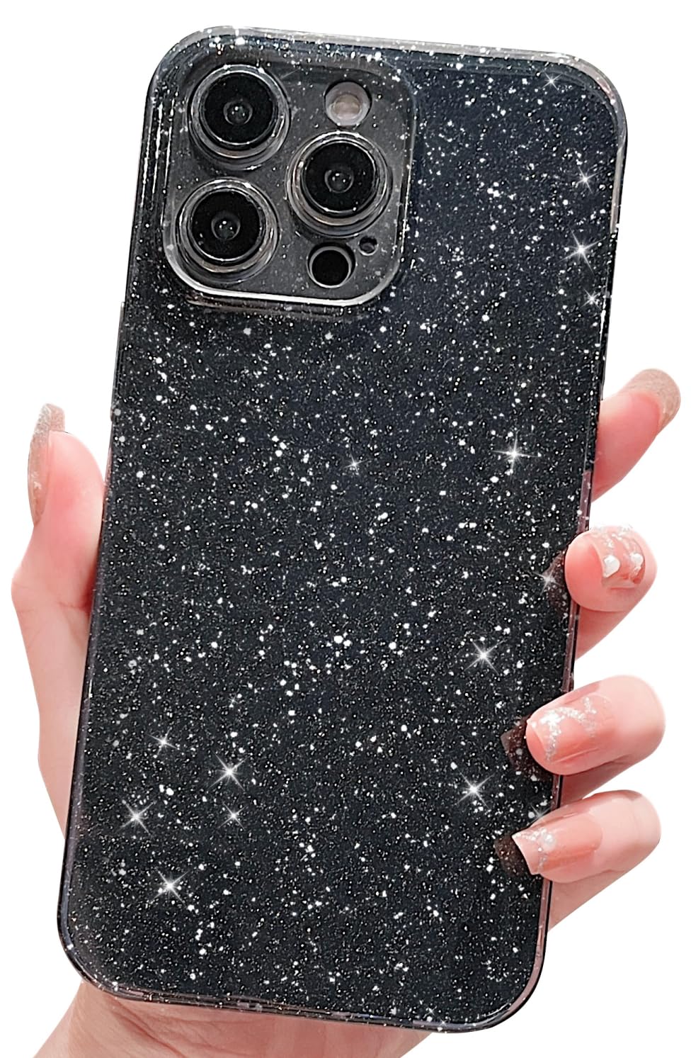 MINSCOSE Compatible with iPhone 12 Pro Case 6.1 inch, Cute Neon Bright Color,Glitter Bling Thin Slim Shockproof Silicone Sparkly Case, Soft TPU Phone