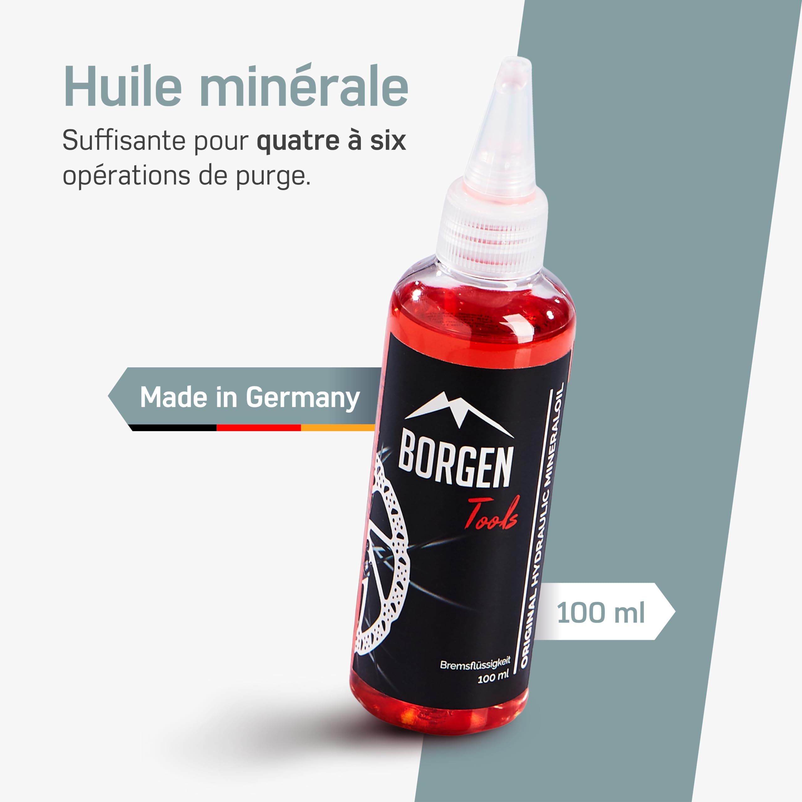 Borgen Kit de purge pour freins à disque Shimano - Kit de purge avec instructions (français non garanti) pour Deore, Dura Ace, Saint, XT etc. Avec huile minérale pour freins à disque hydrauliques