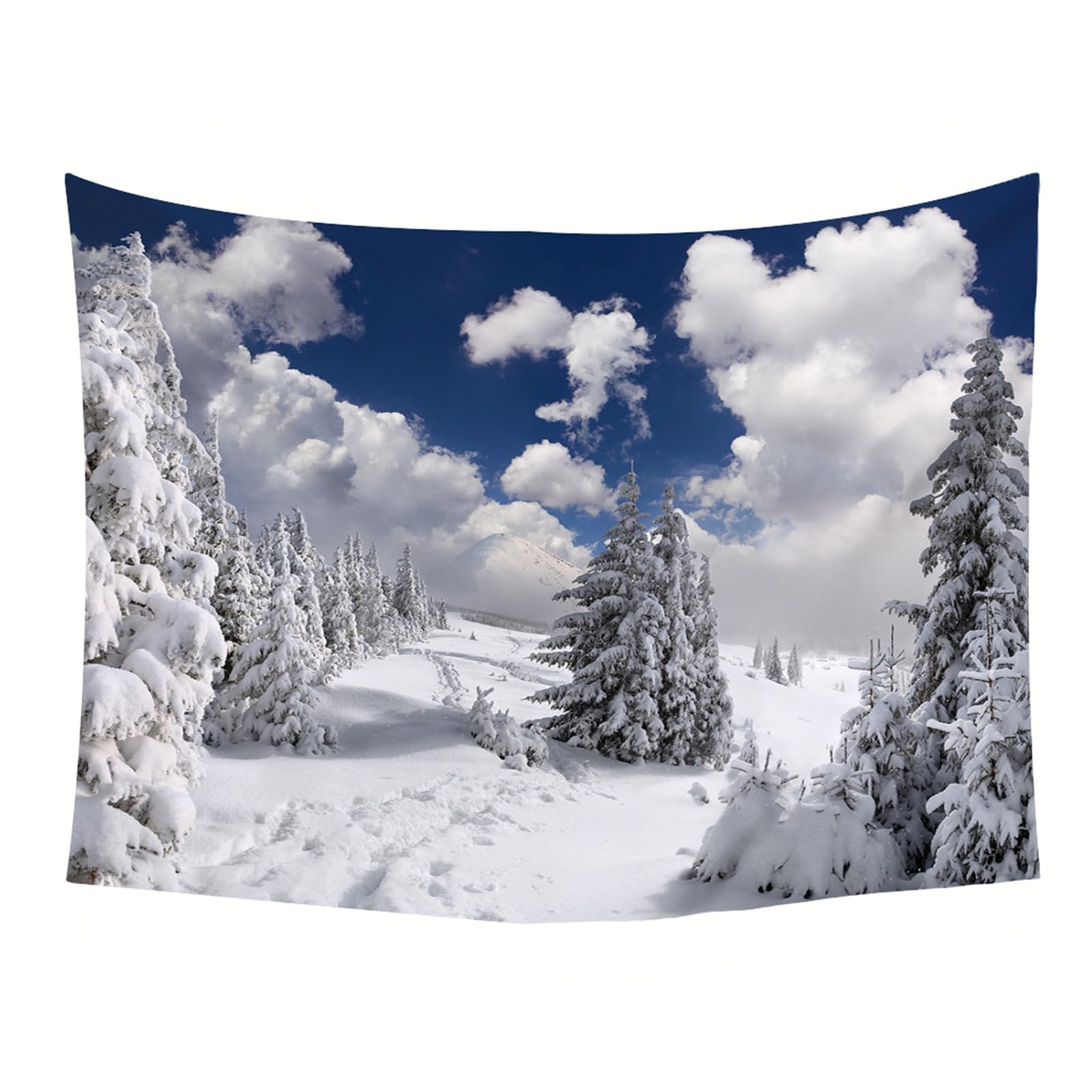 RDSGYZ Gobelin duży 300 x 256 cm, ozdoba na ścianę, chusta na ścianę, motyw zimowych gór, białych chmur i drzew, zasłona ścienna, dekoracja ścienna, do pokoju dziecięcego, sypialni, salonu