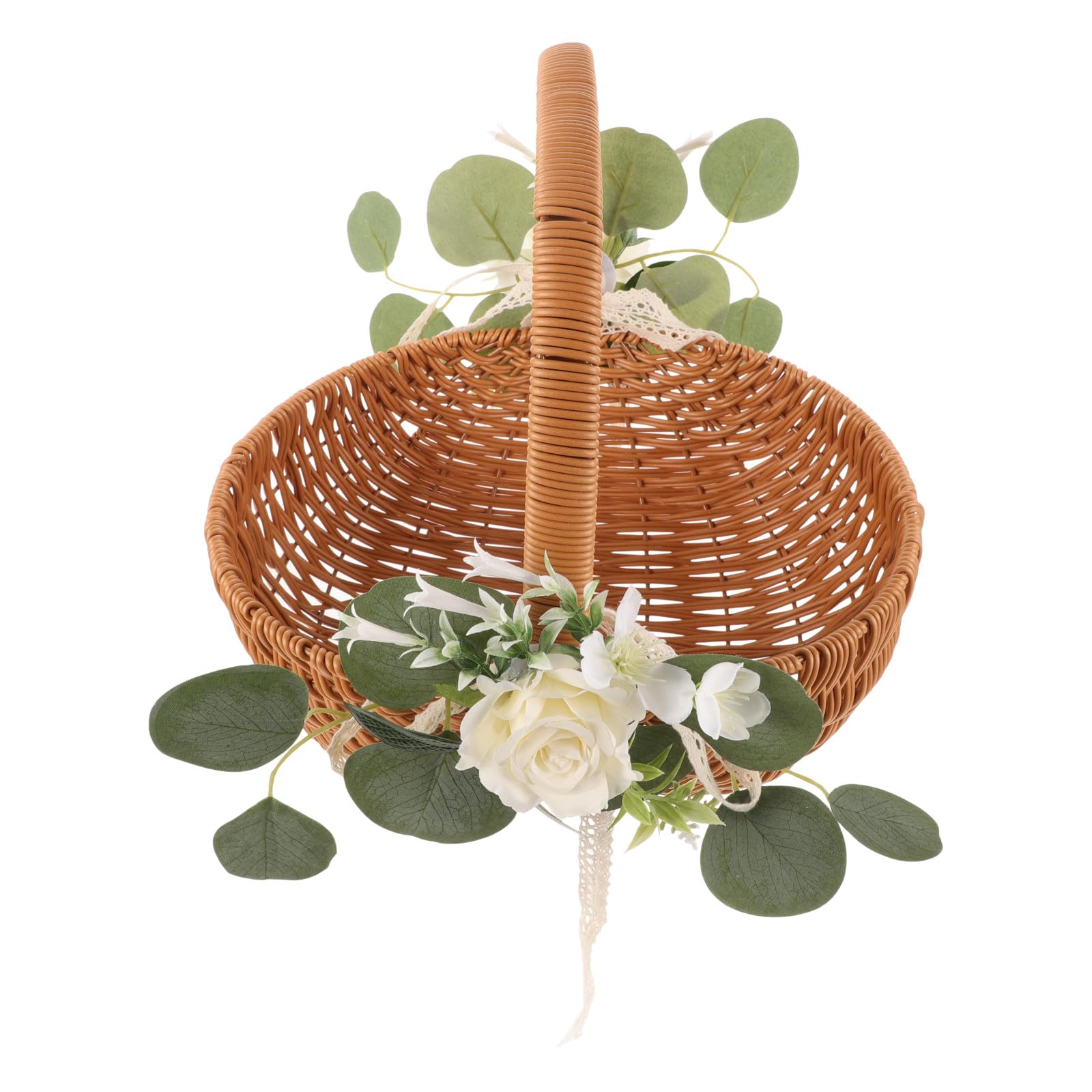 Panier tressé à main en osier avec fleurs déco bohème pour fête et cortège