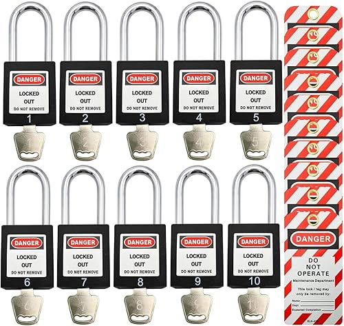 Bloqueos de etiquetado de bloqueo, candados de seguridad, cerraduras Loto con llave de bloqueo diferente Dispositivo de etiqueta de plástico con