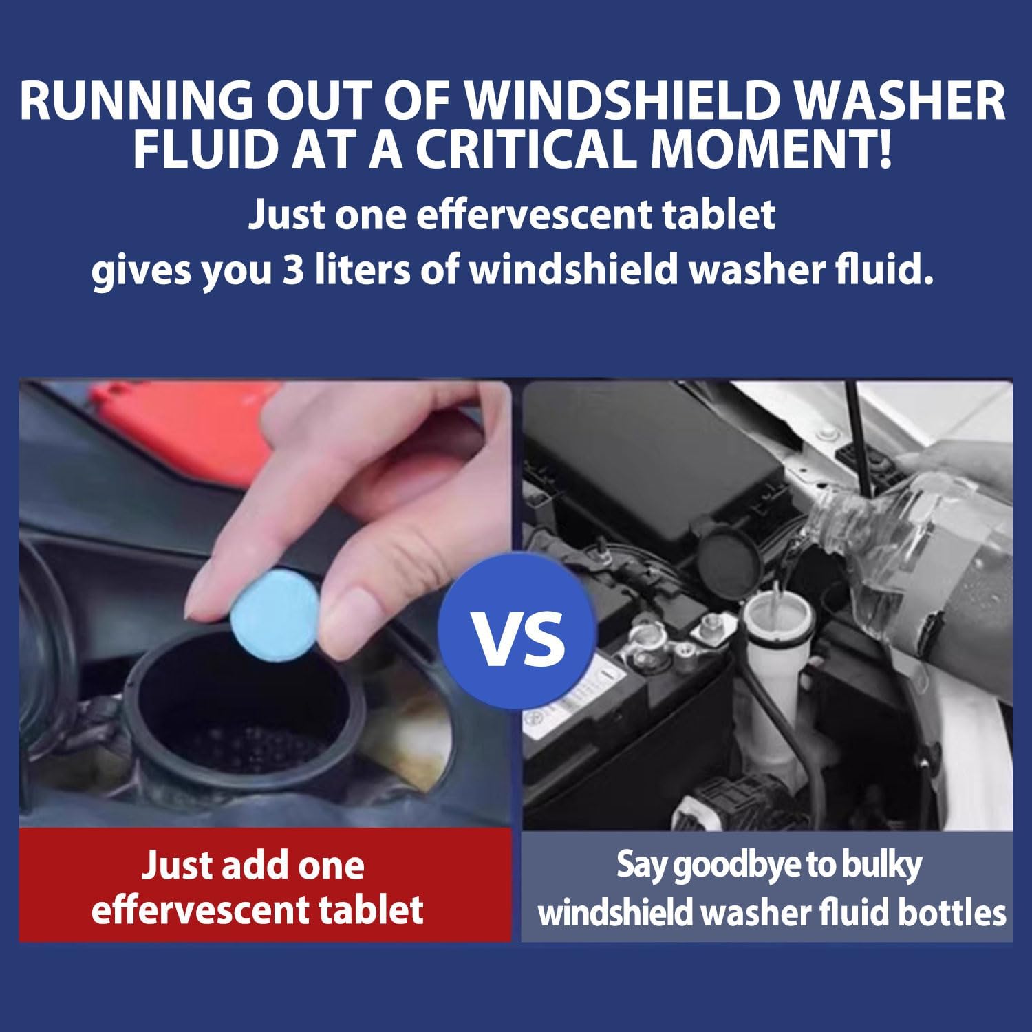 210 PCS Windshield Washer Cleaning Tablets, Car Glass Cleaner Concentrate, Effervescent Formula for Auto and Kitchen Windows