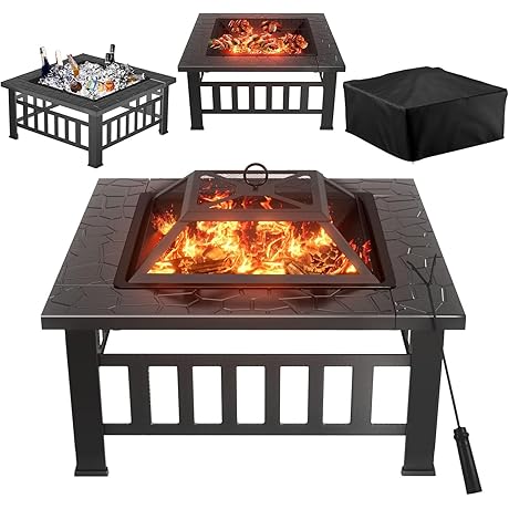 Greesum Backyard Fire Pit Wood Burning Stove Table