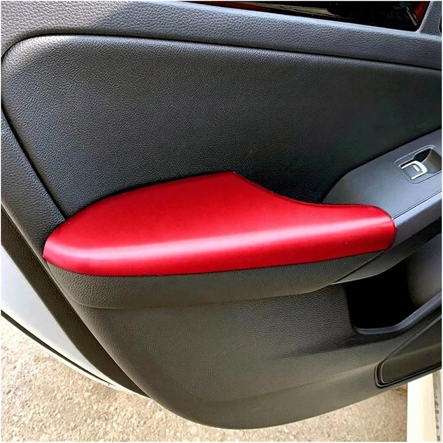 Compatible for Honda Civic 11th Gen 2022 2023 Carbon Fiber Car Door Armrest Panel Cover Trim Decorative Sticker Interior Accessories(ABS Red A)