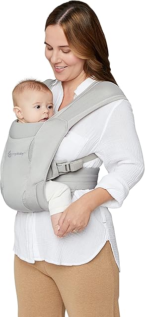 Ergobaby Embrace Soft Air Mesh Ergonomic Baby Carrier for Newborns from Birth, Ergonomic 2-Position Belly Carrier Front Carrier, Soft Grey