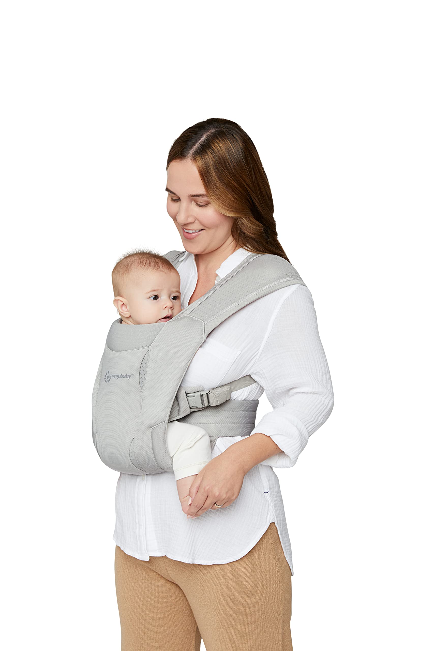 Embrace Soft Air Mesh Ergonomic Baby Carrier for Newborns from Birth, Ergonomic 2-Position Belly Carrier Front Carrier, Soft Grey