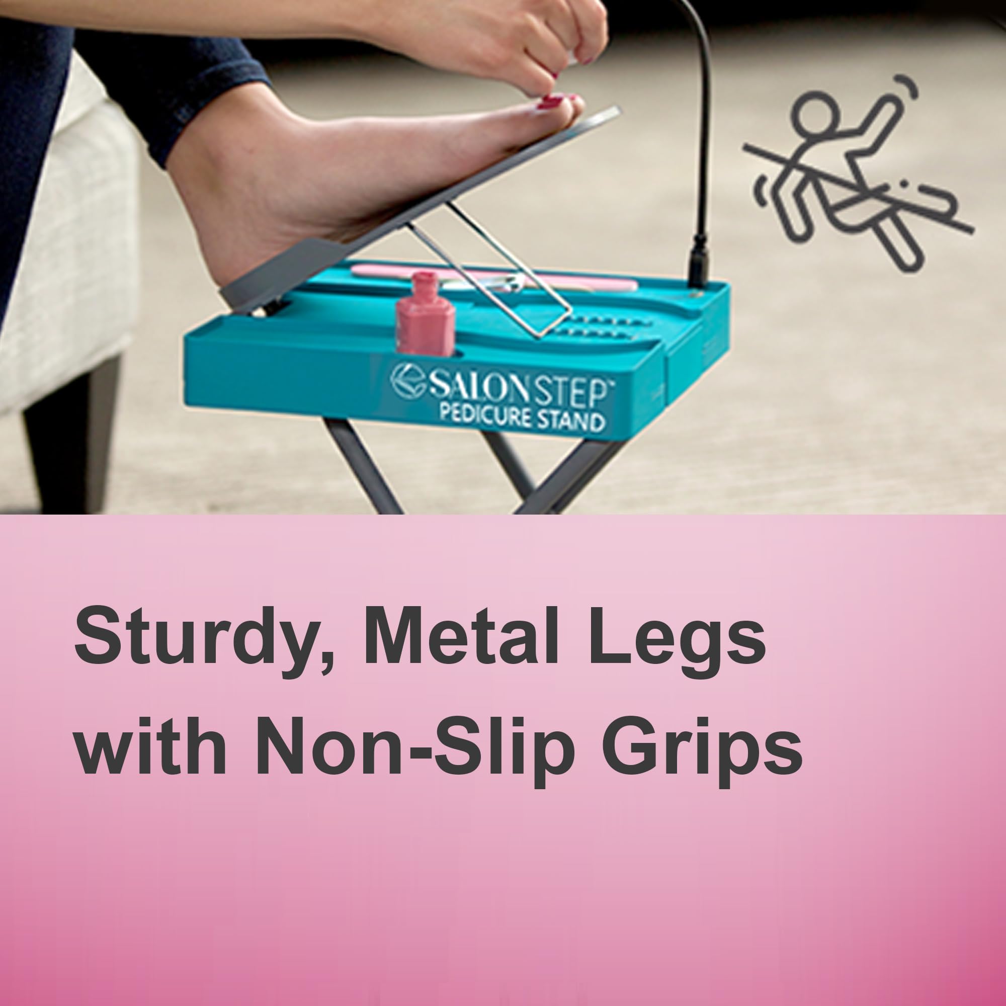 Beauty Footrest with LED Magnifier, Drying Fan and Storage