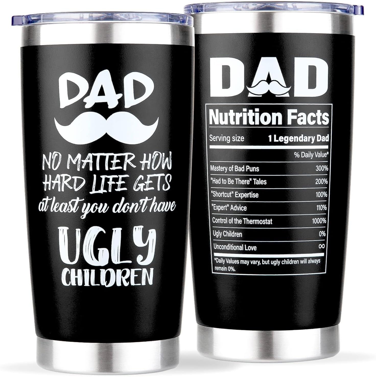 Gift for Dad from Daughter, Son - Funny Birthday, Christmas, Xmas, Fathers Day, Valentines Day Gift for Dad Husband Men Him - Dads Coffee Cup Tumbler Mug, 20 oz Insulated Stainless Steel